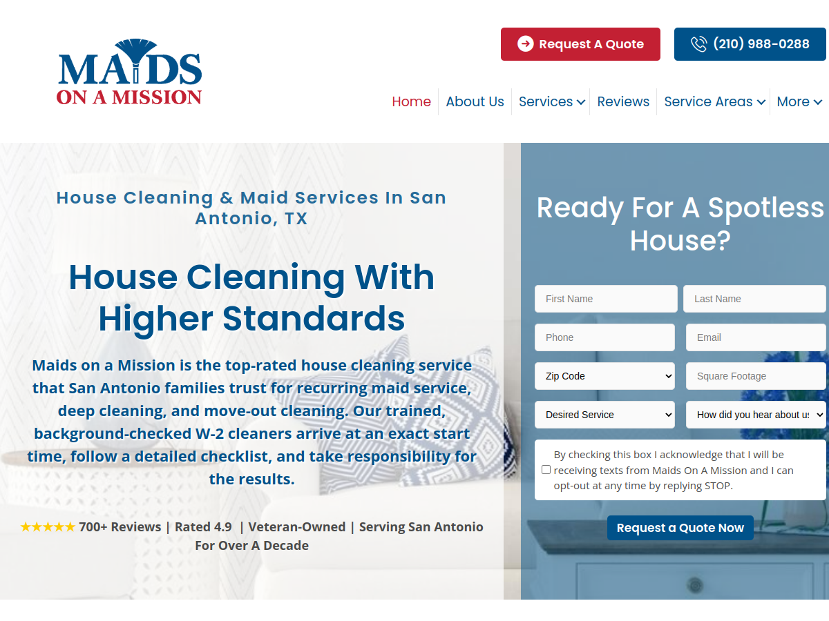 Maids On a Mission website screenshot