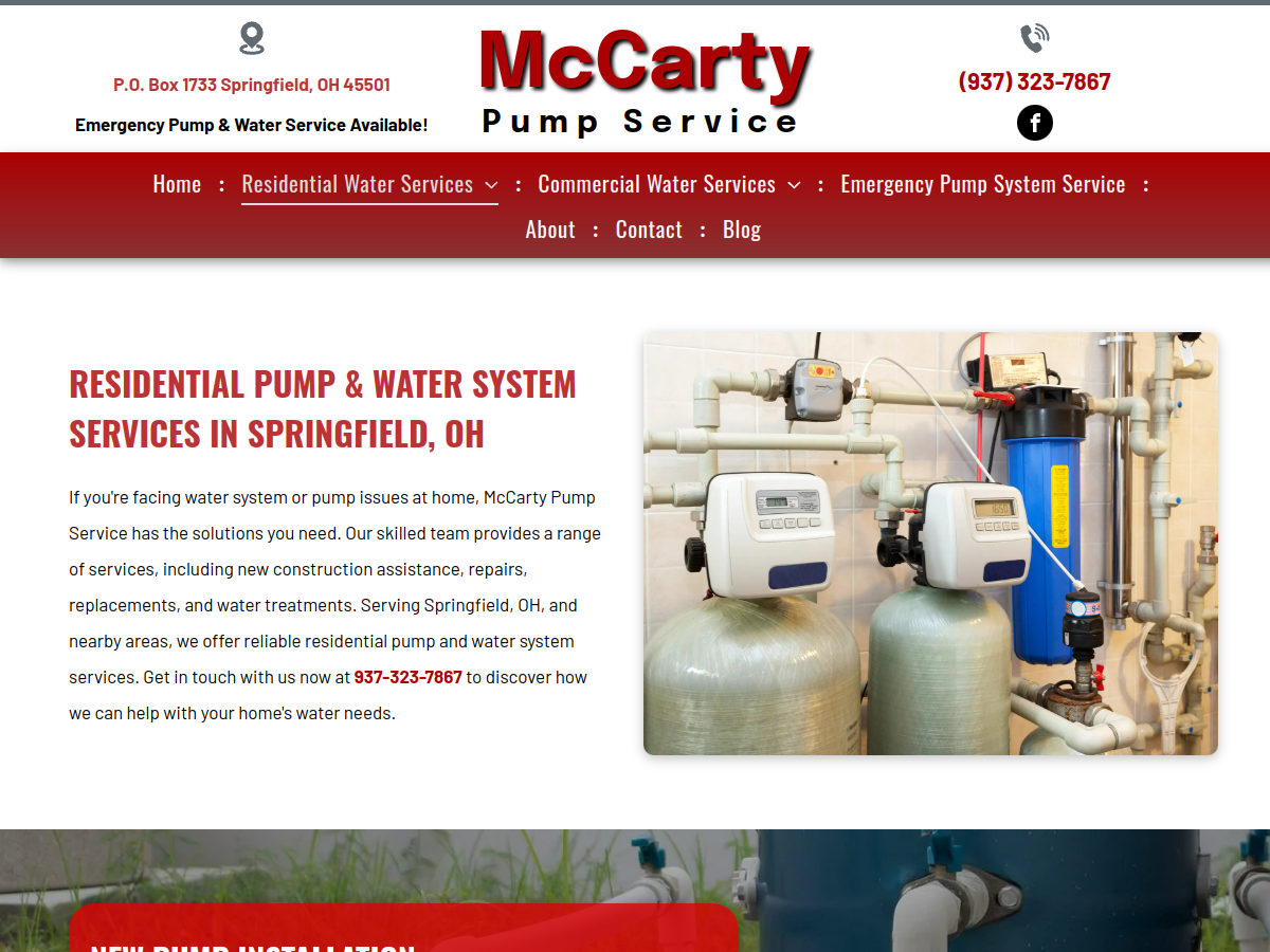 McCarty Pump Service website screenshot