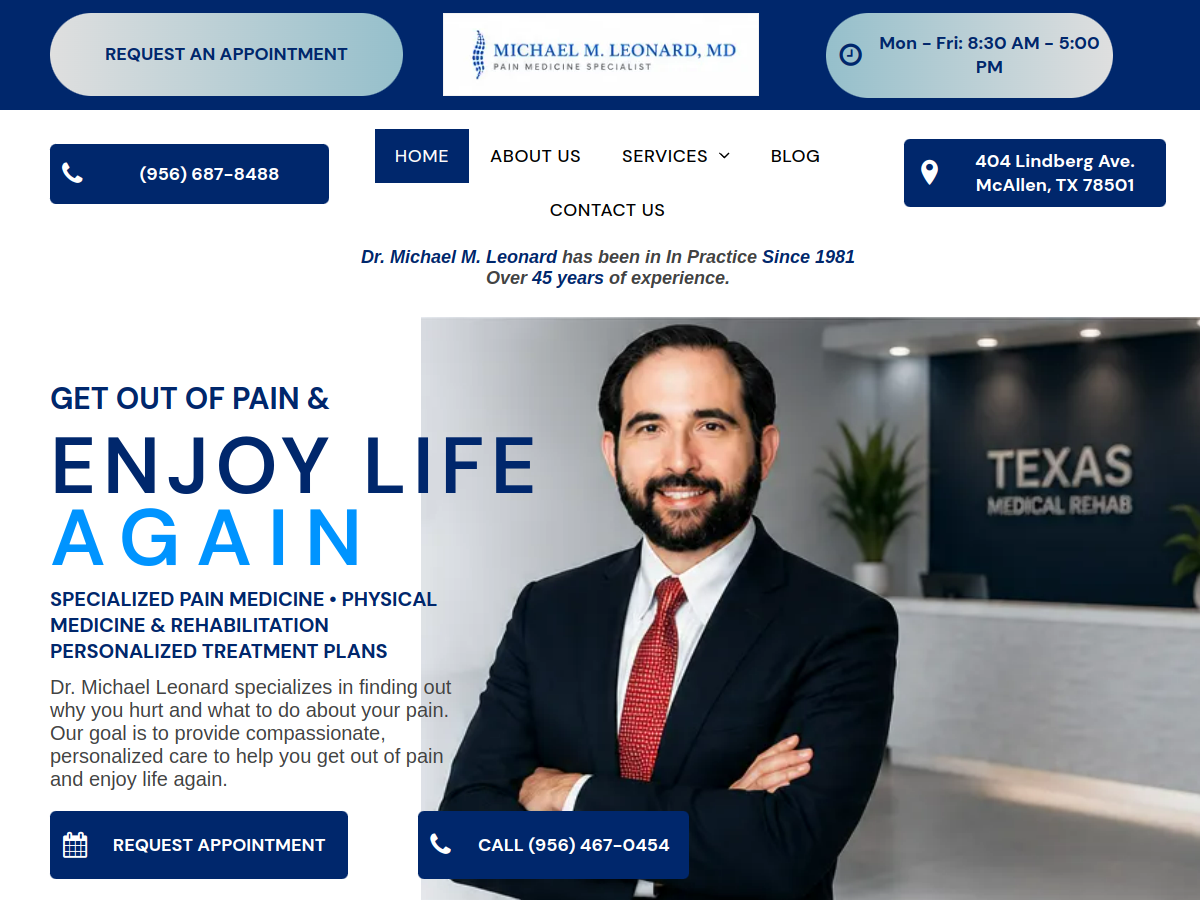 Texas Medical Rehab website screenshot