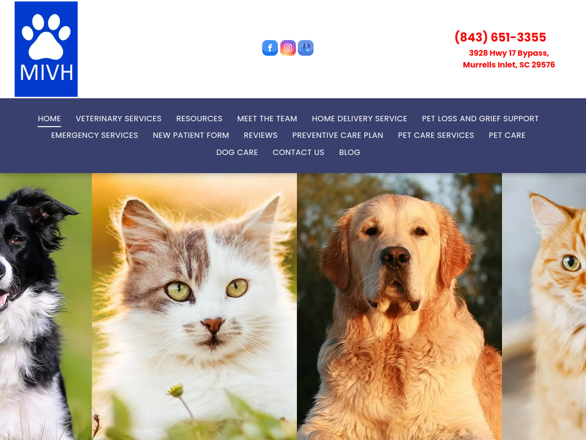 Murrells Inlet Veterinary Hospital website screenshot