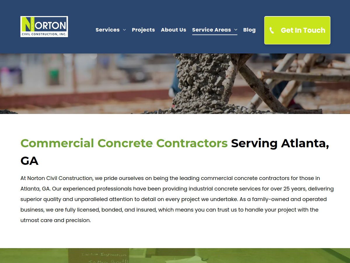 Norton Civil Construction Inc. website screenshot