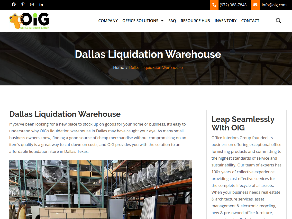 OIG - Office Interiors Group Showroom website screenshot