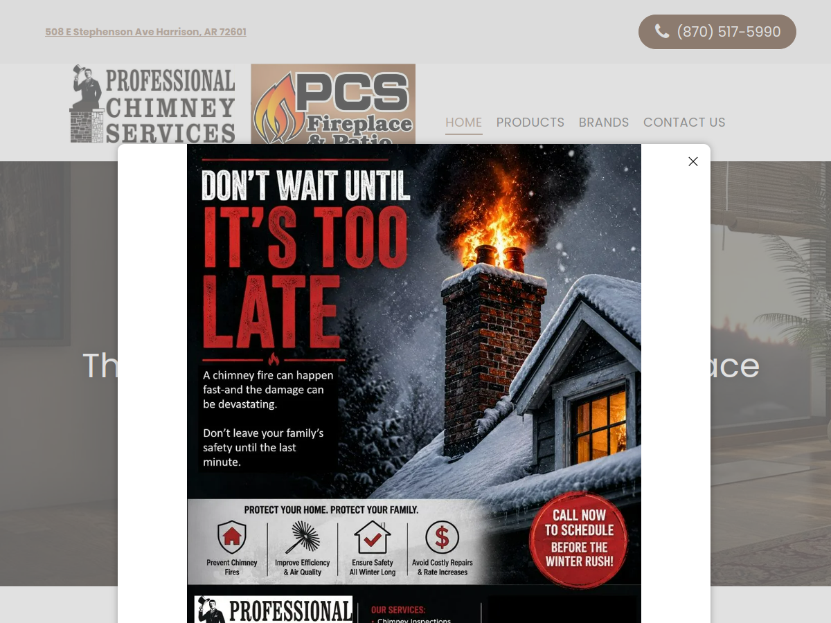 PCS Fireplace & Patio website screenshot