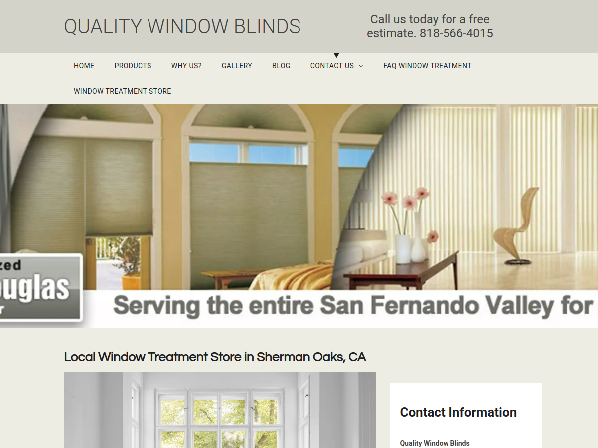 Quality Window Blinds website screenshot