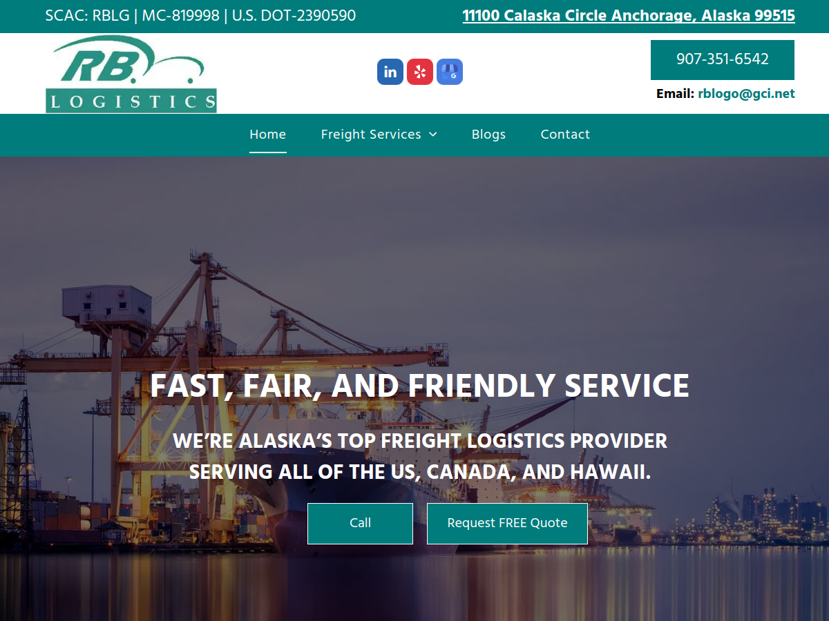 RB Logistics website screenshot