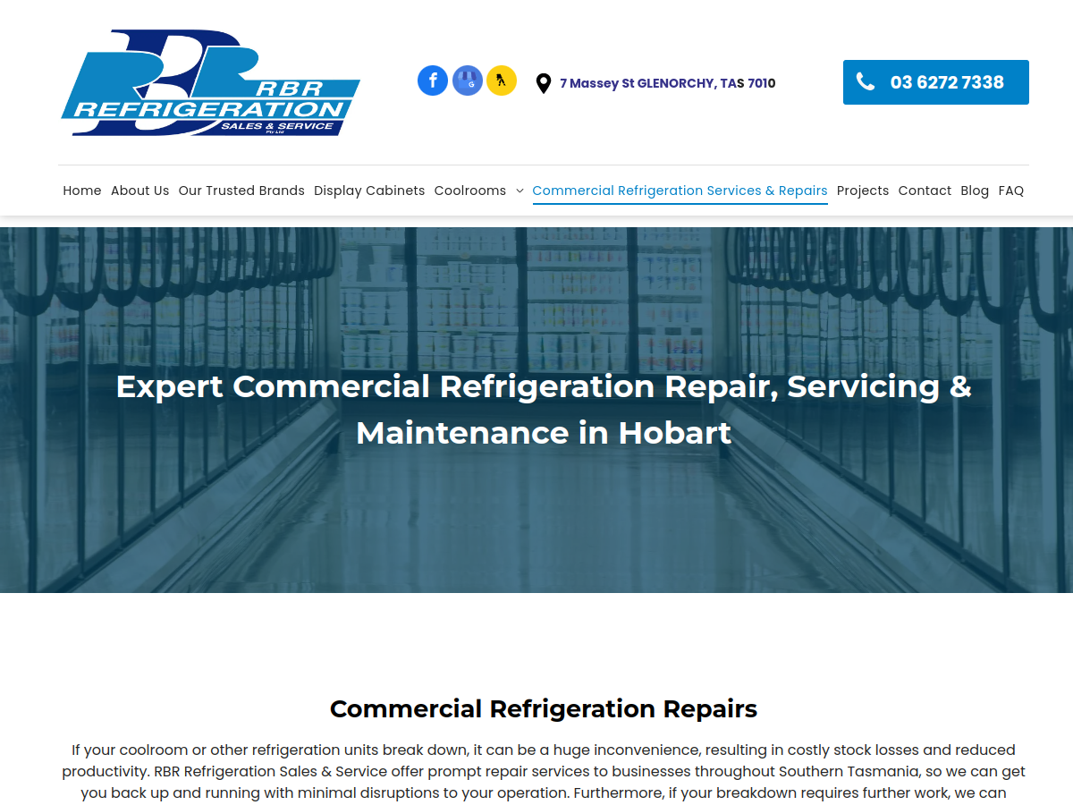 RBR Refrigeration Sales & Service Pty Ltd website screenshot