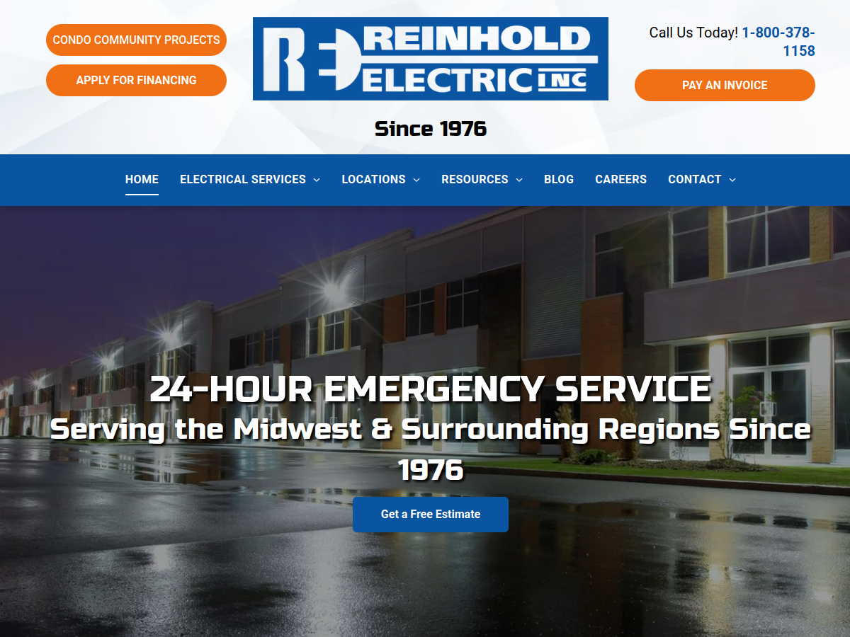Reinhold Electric website screenshot