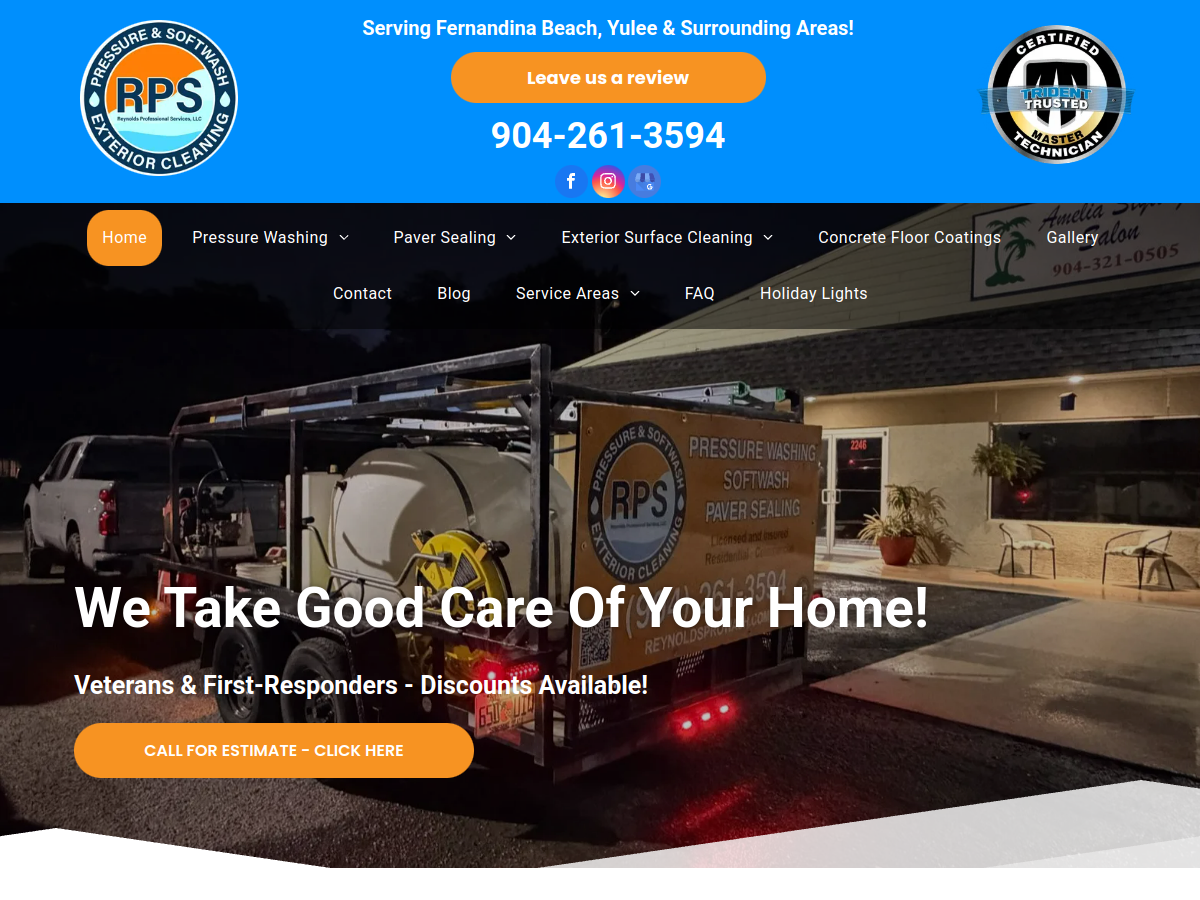 RPS Pressure Washing & Softwash website screenshot