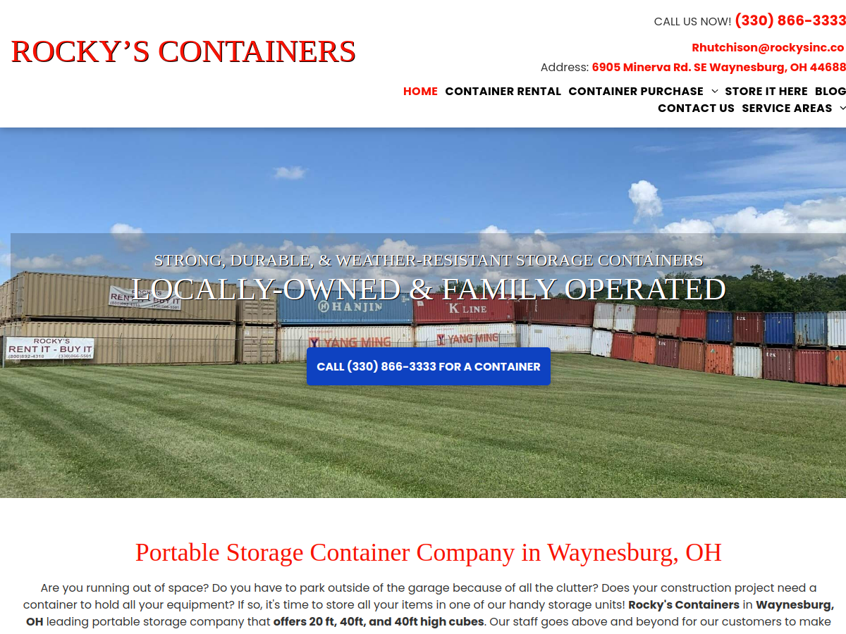 Rocky's Containers website screenshot