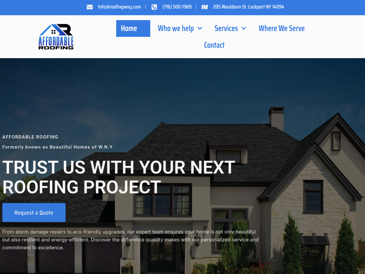 Affordable Roofing website screenshot