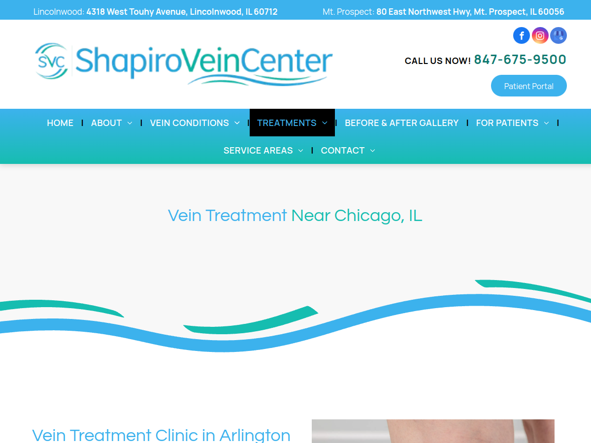 Shapiro Vein Center - Lincolnwood website screenshot