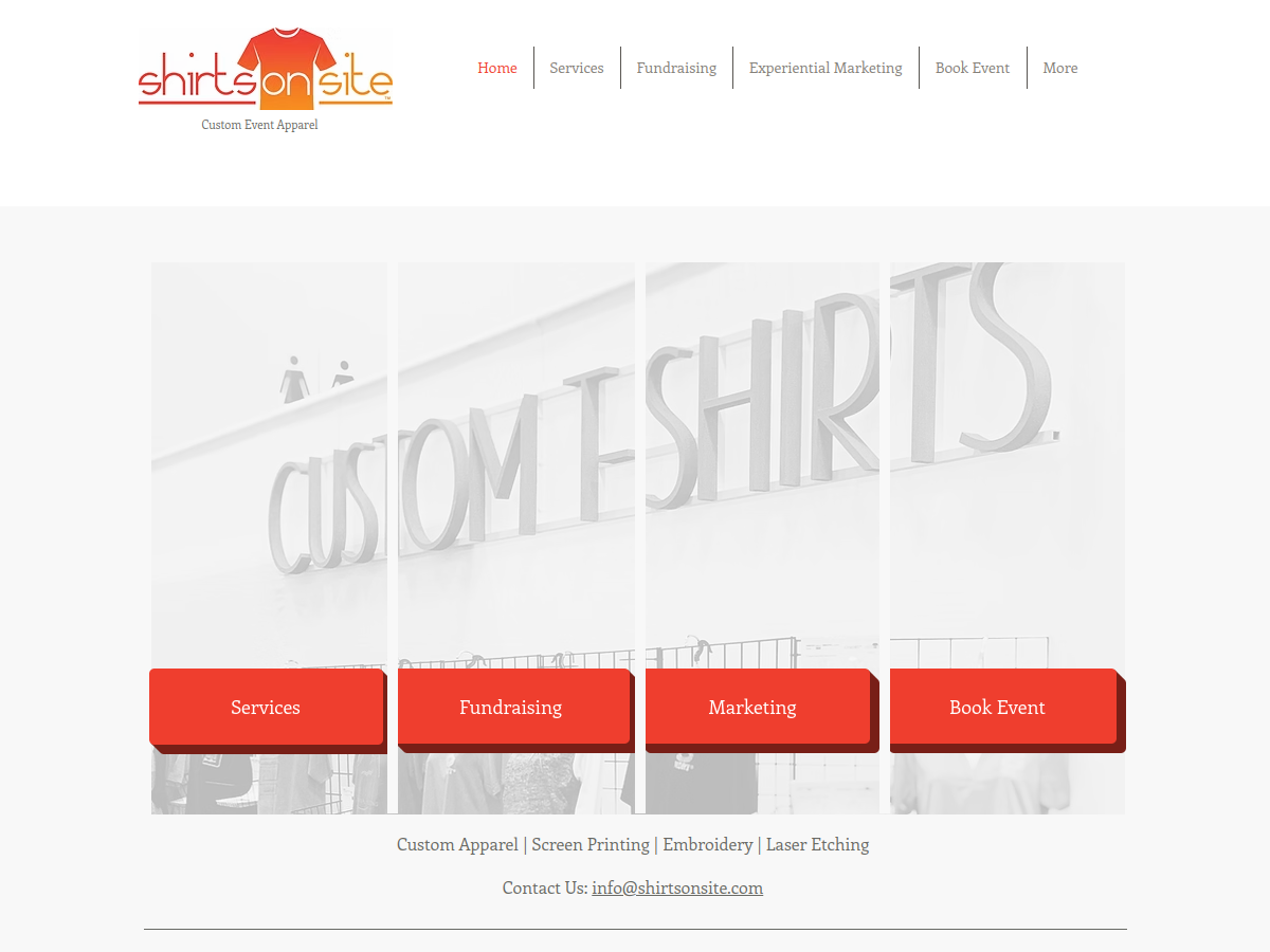 Shirts On Site Inc. website screenshot