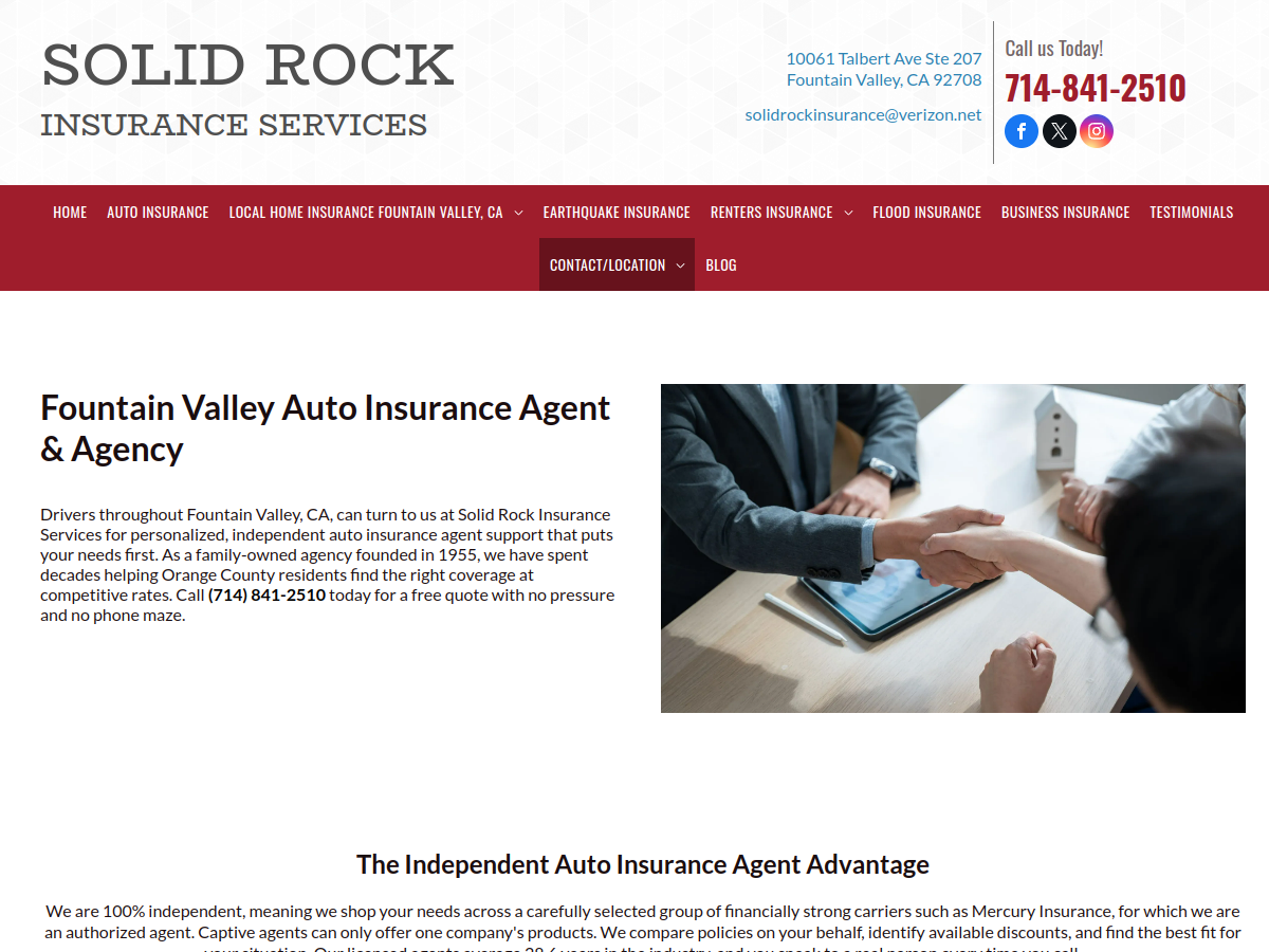 Solid Rock Insurance website screenshot