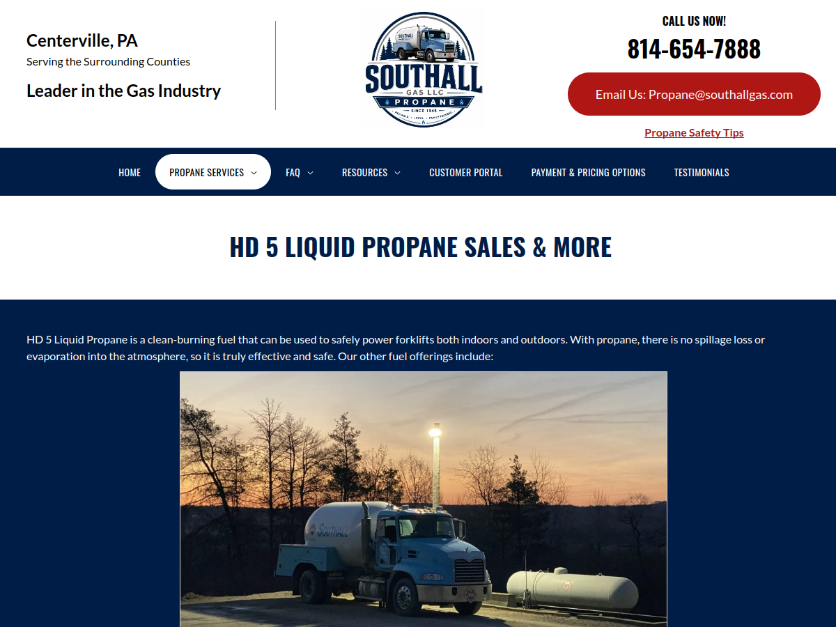 Southall Gas LLC website screenshot
