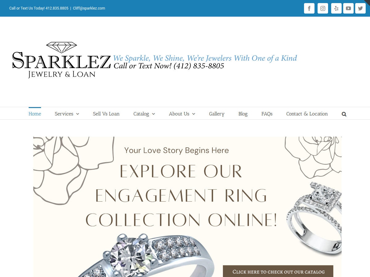 Sparklez Jewelry & Loan website screenshot
