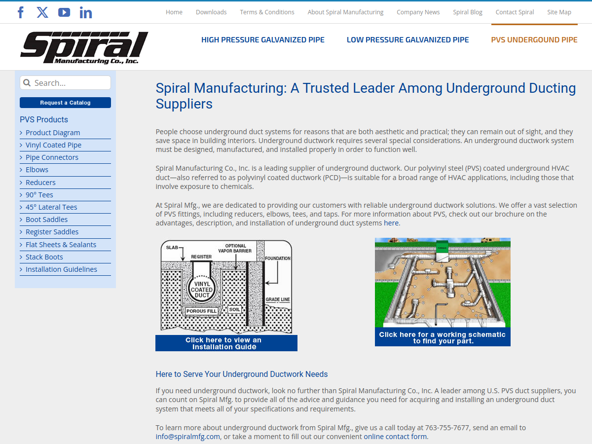 Spiral Manufacturing Co., Inc. website screenshot
