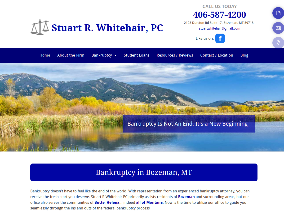 Stuart R. Whitehair, PC website screenshot