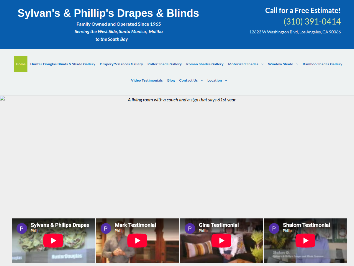 Sylvan's & Phillip's Drapes & Blinds website screenshot