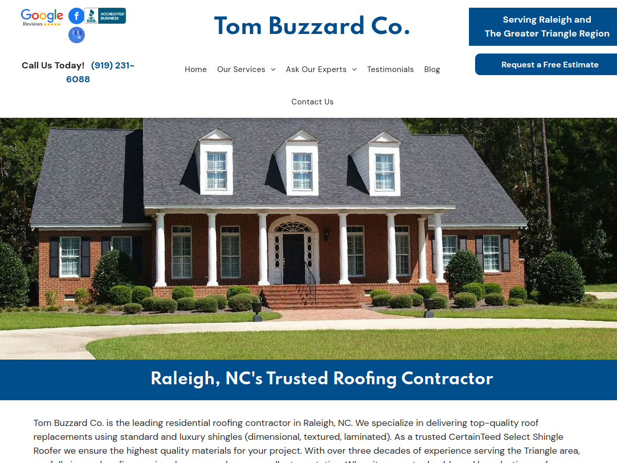 Tom Buzzard Co. website screenshot
