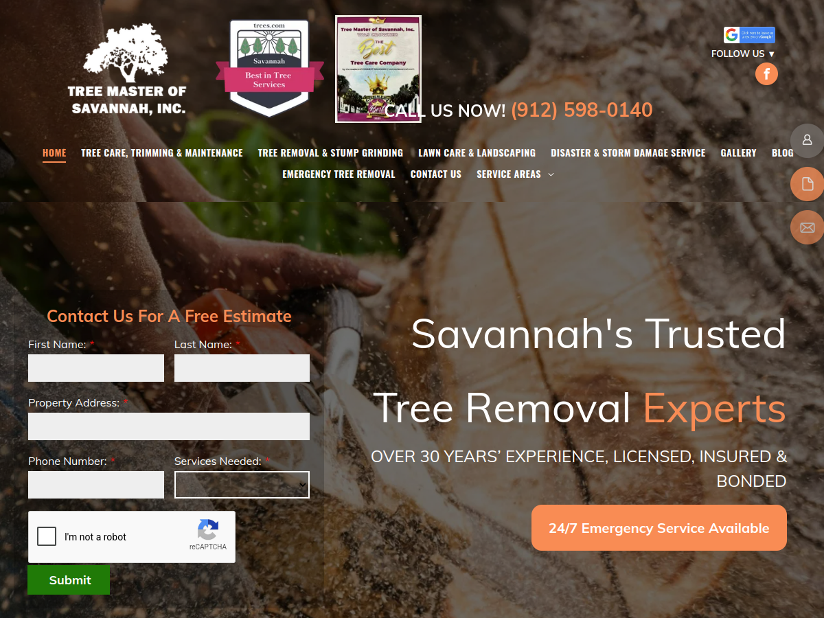 Tree Masters of Savannah website screenshot