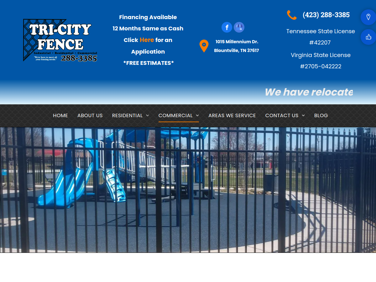 Tri-City Fence Company website screenshot