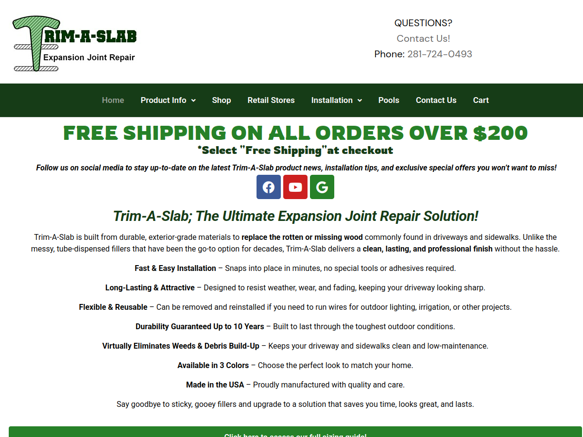 Trim-A-Slab website screenshot