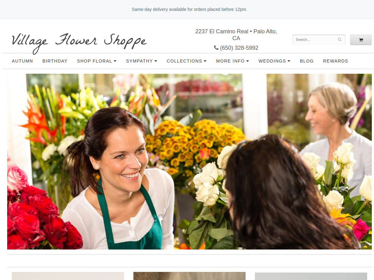 Village Flower Shoppe website screenshot