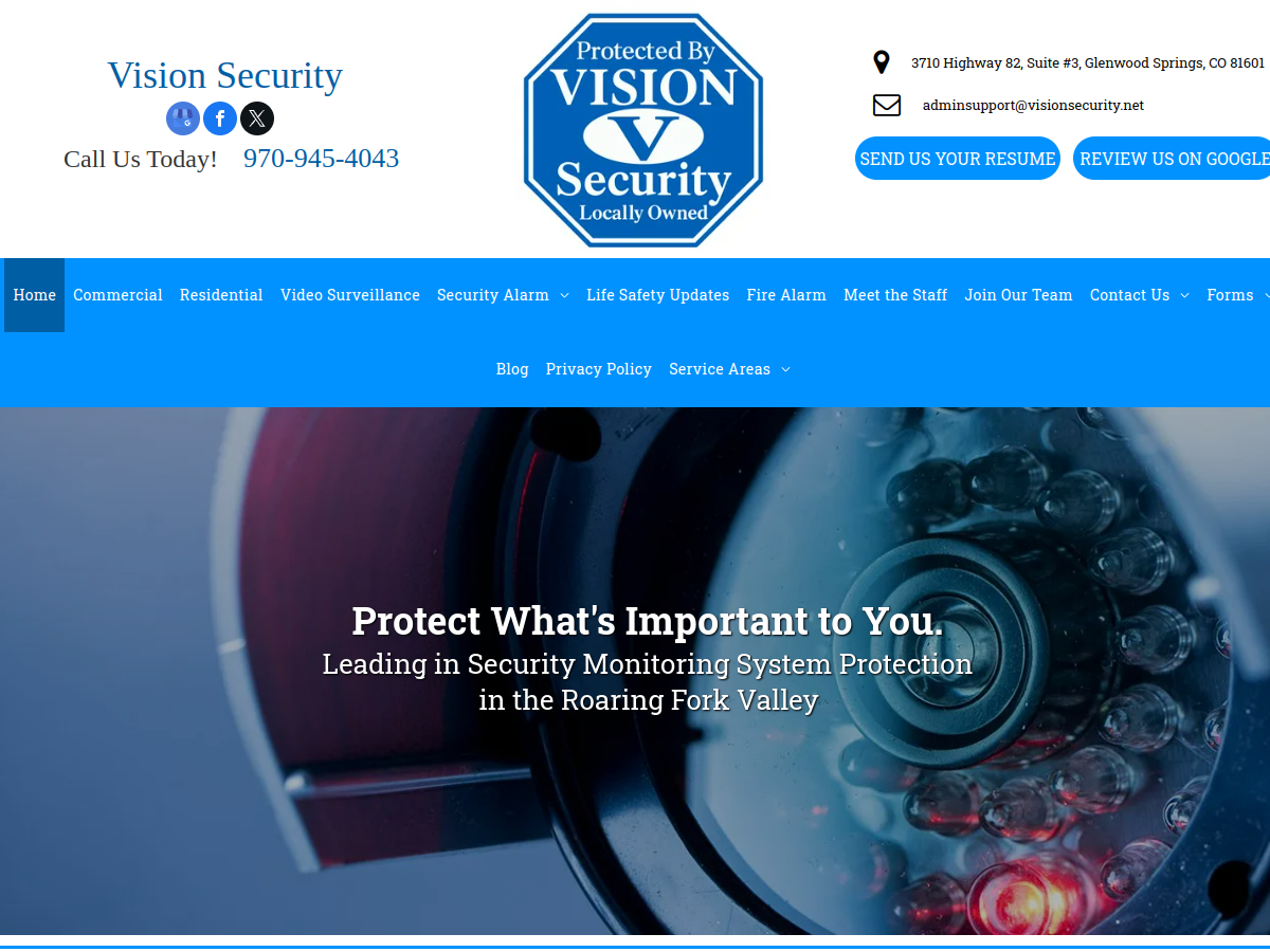 Vision Security website screenshot