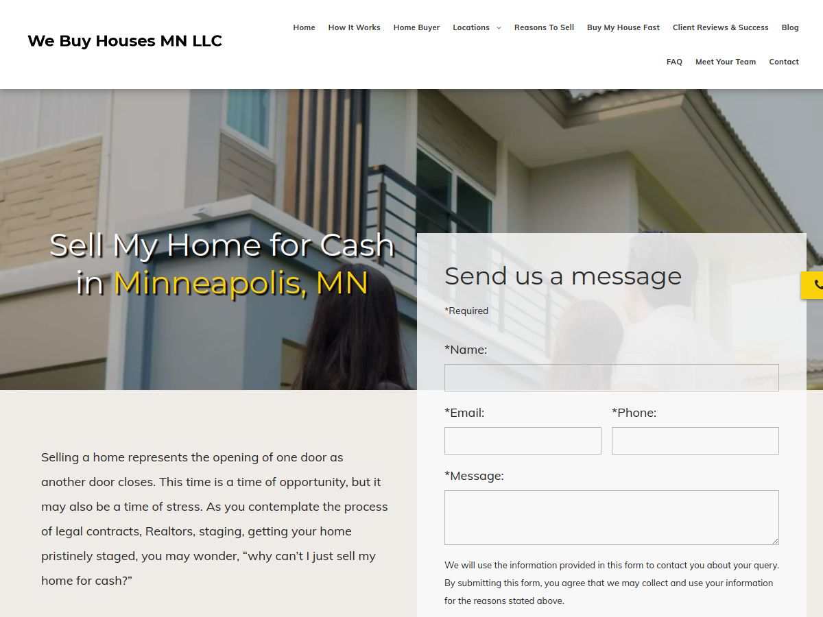 We Buy Houses MN LLC website screenshot