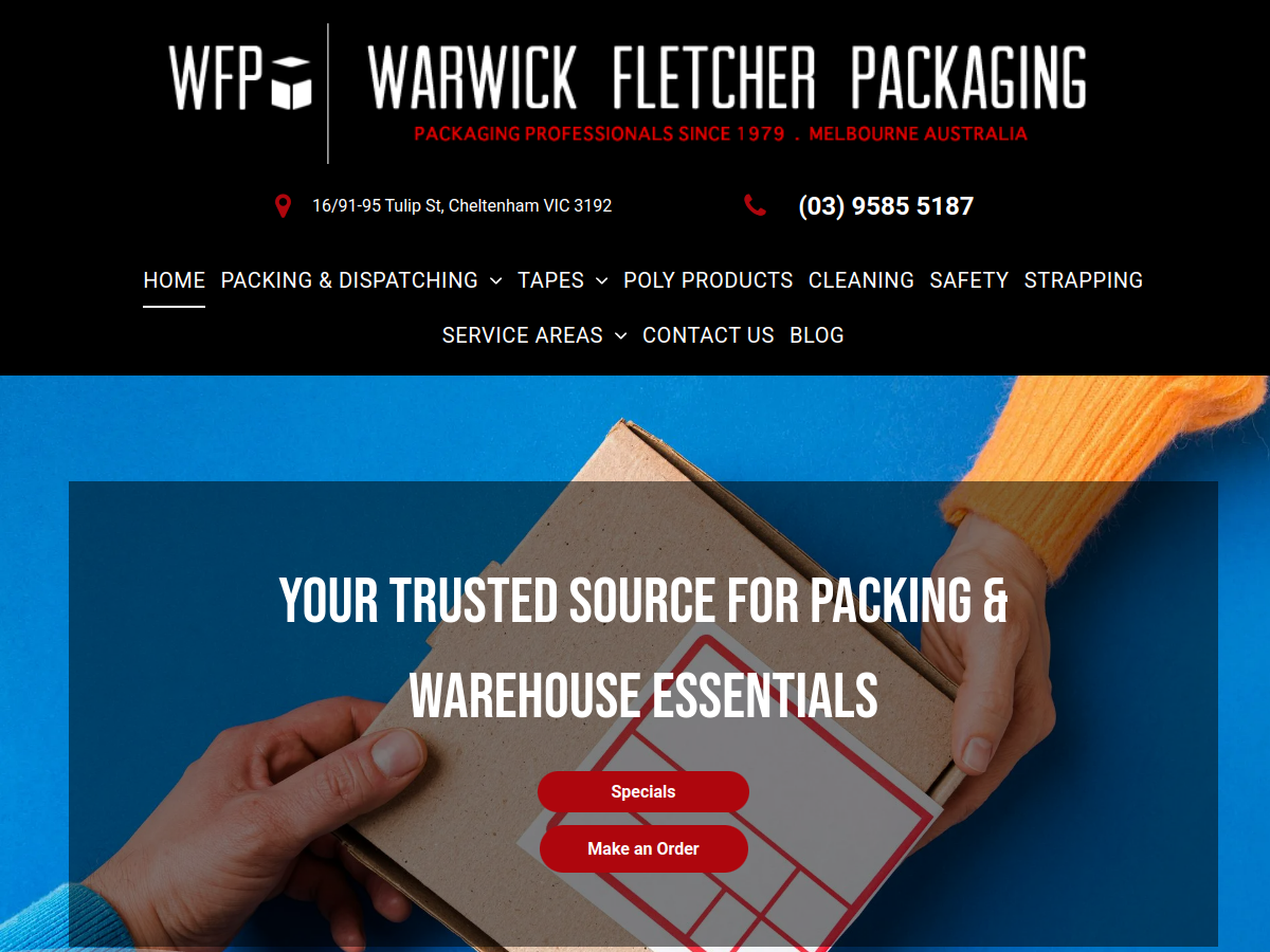 Warwick Fletcher Packaging website screenshot