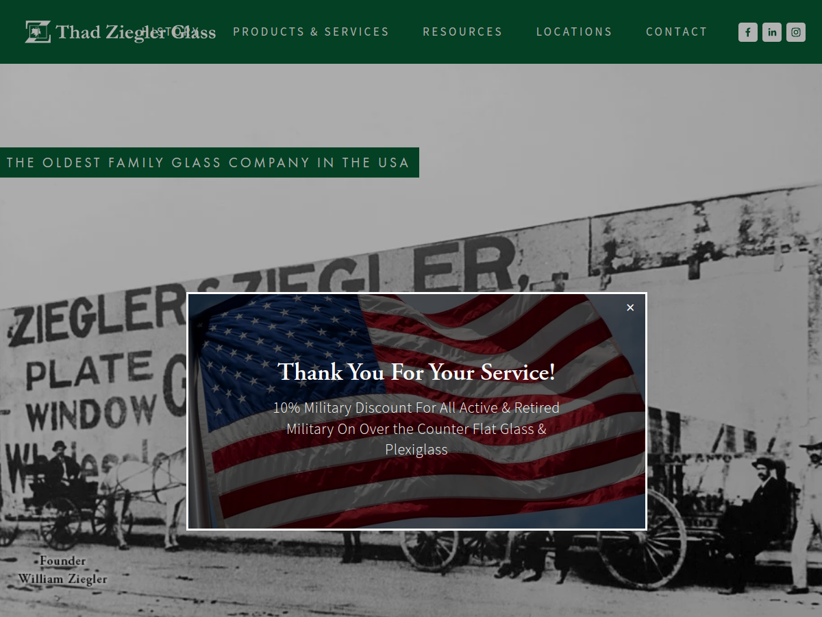 Thad Ziegler Glass Ltd website screenshot
