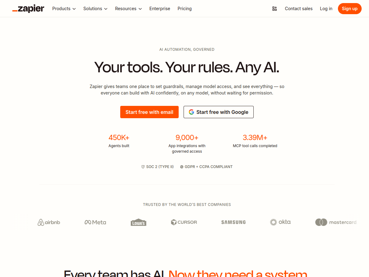 Zapier website screenshot