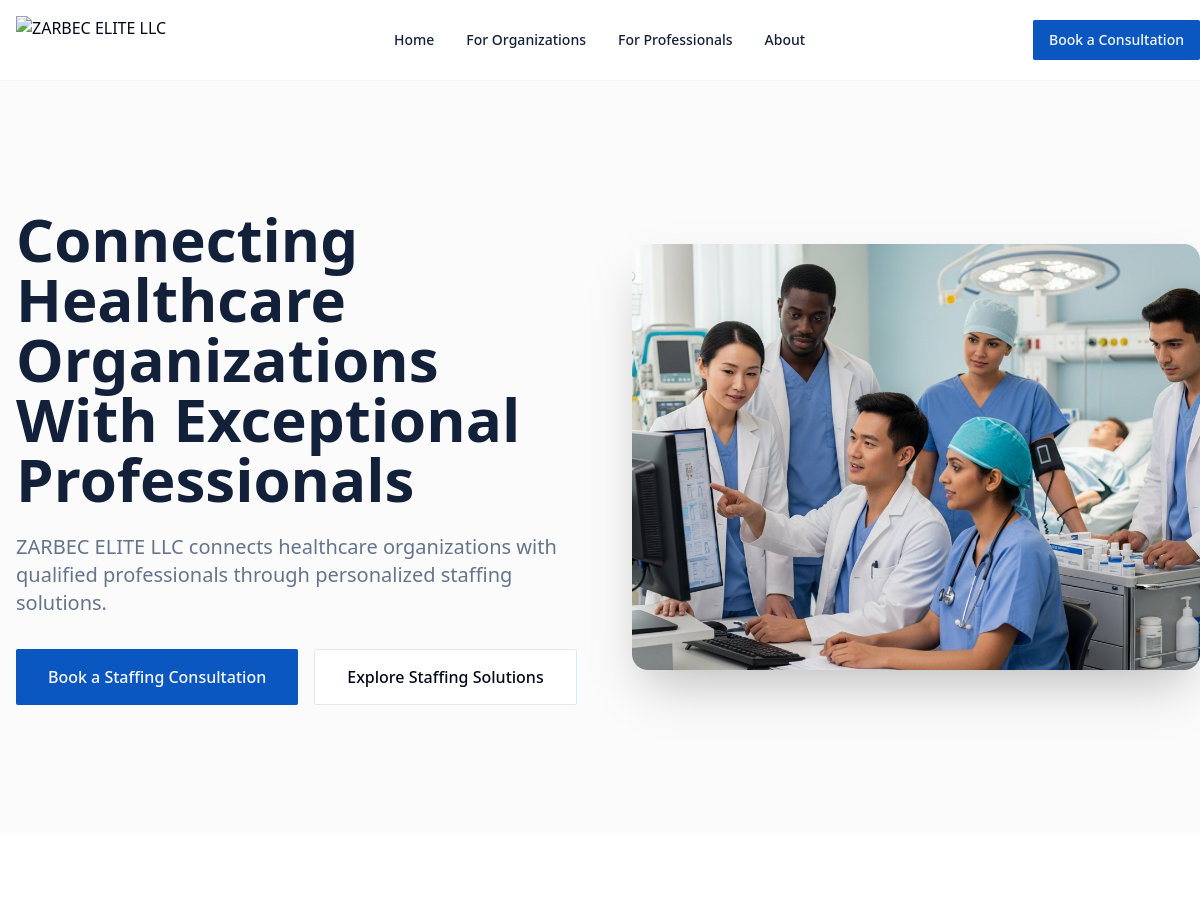 Zarbec Elite Website Preview