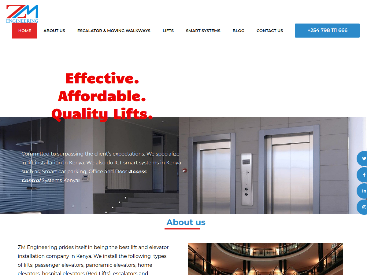 zmengineering.co.ke homepage screenshot
