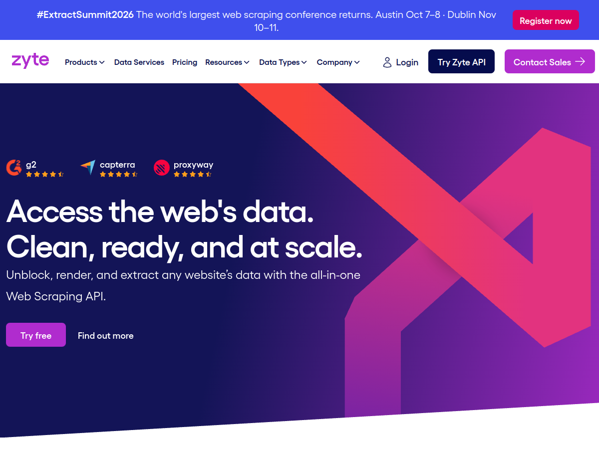 Zyte website screenshot