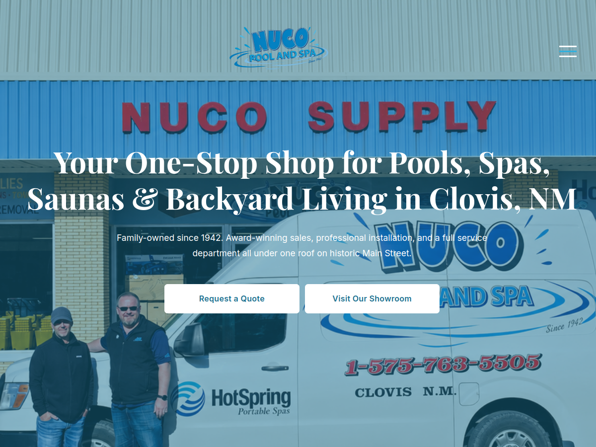 Nuco Pool and Spa website