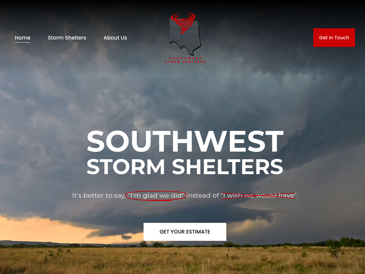Southwest Storm Shelters website