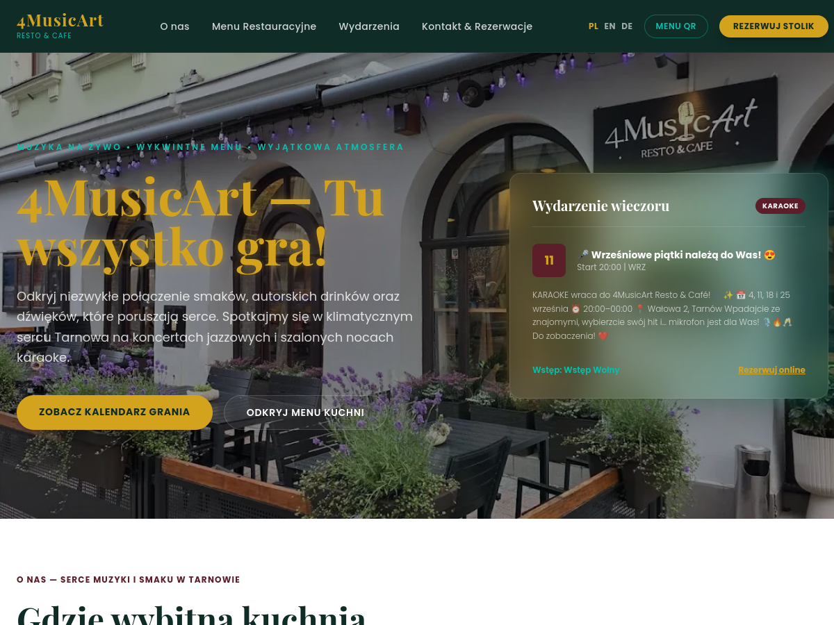Zrzut ekranu strony 4MusicArt Resto & Cafe