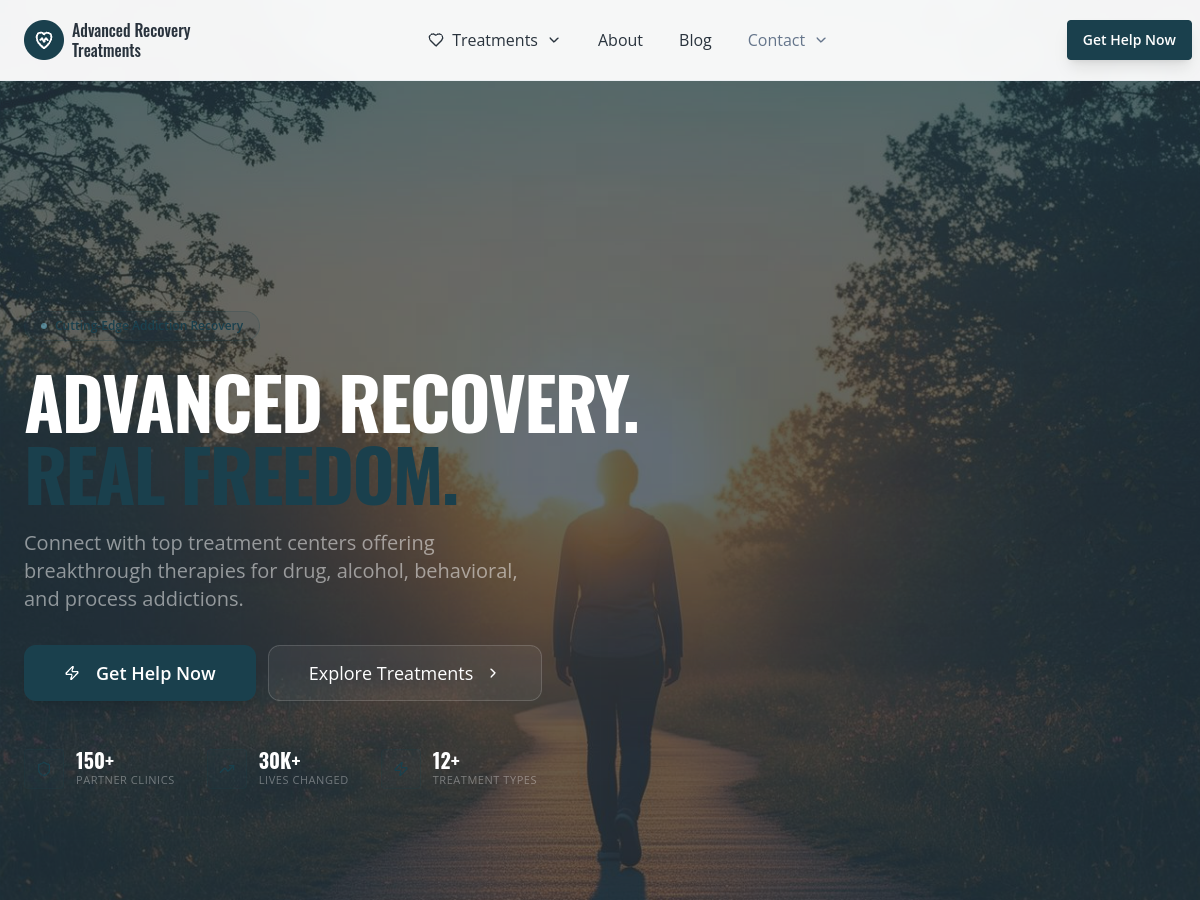 Advanced Recovery Treatments website screenshot