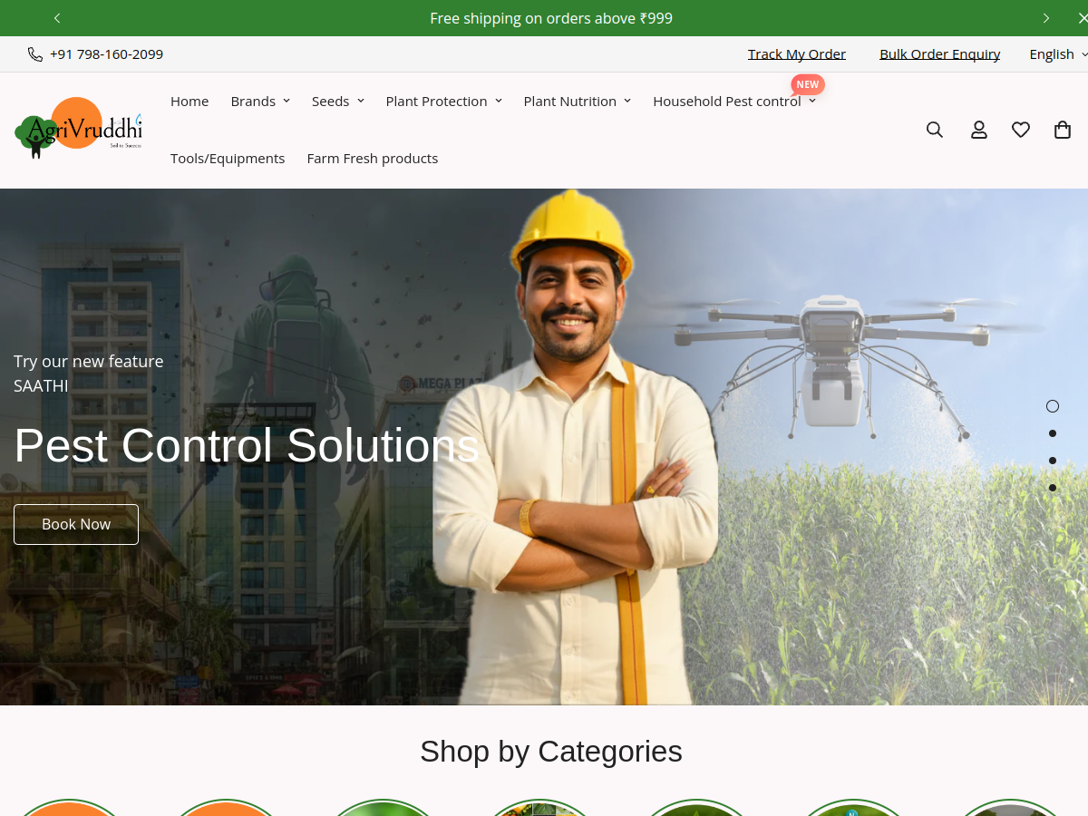 Agrivruddhi website screenshot