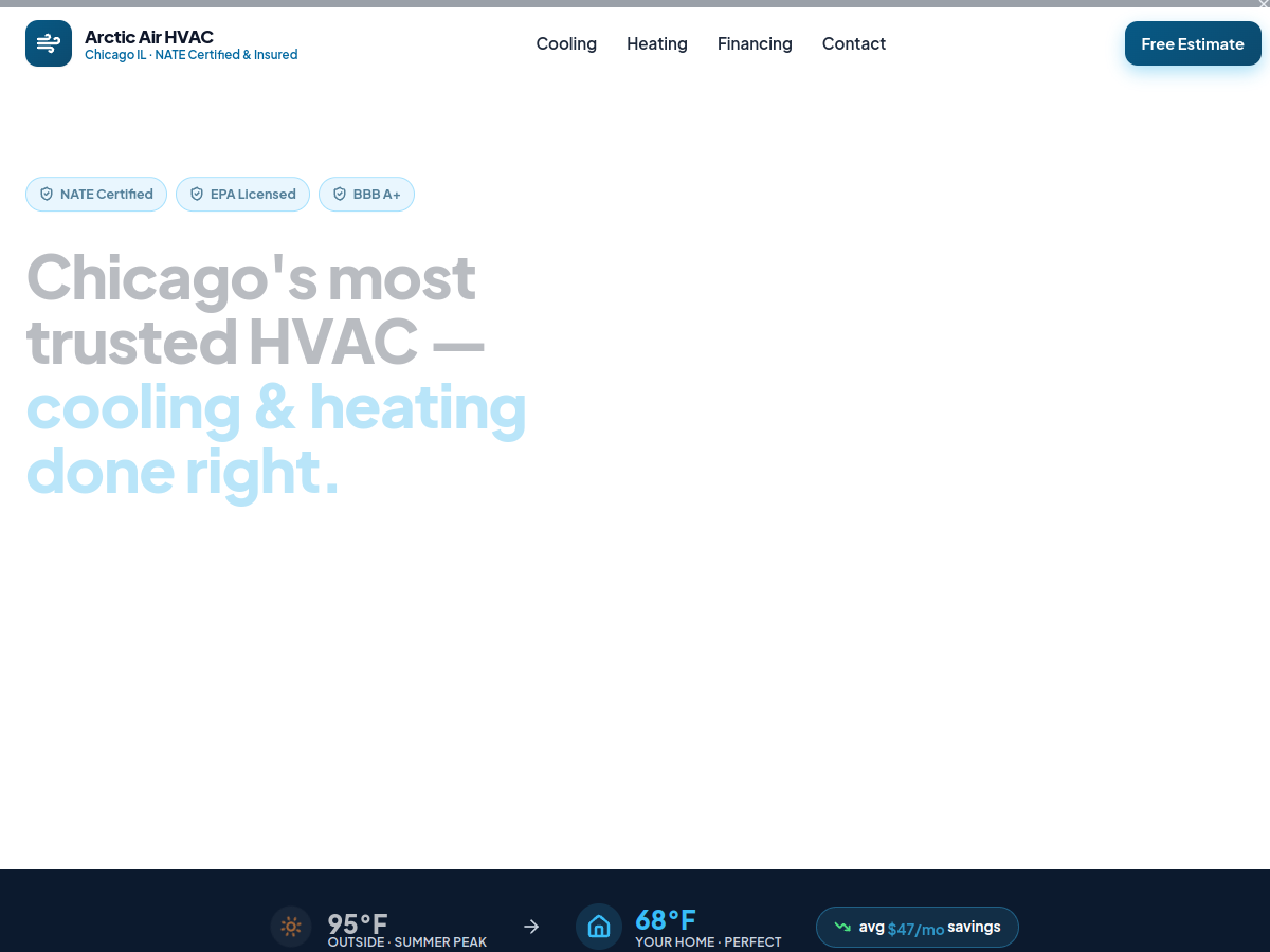 Arctic Air HVAC website preview