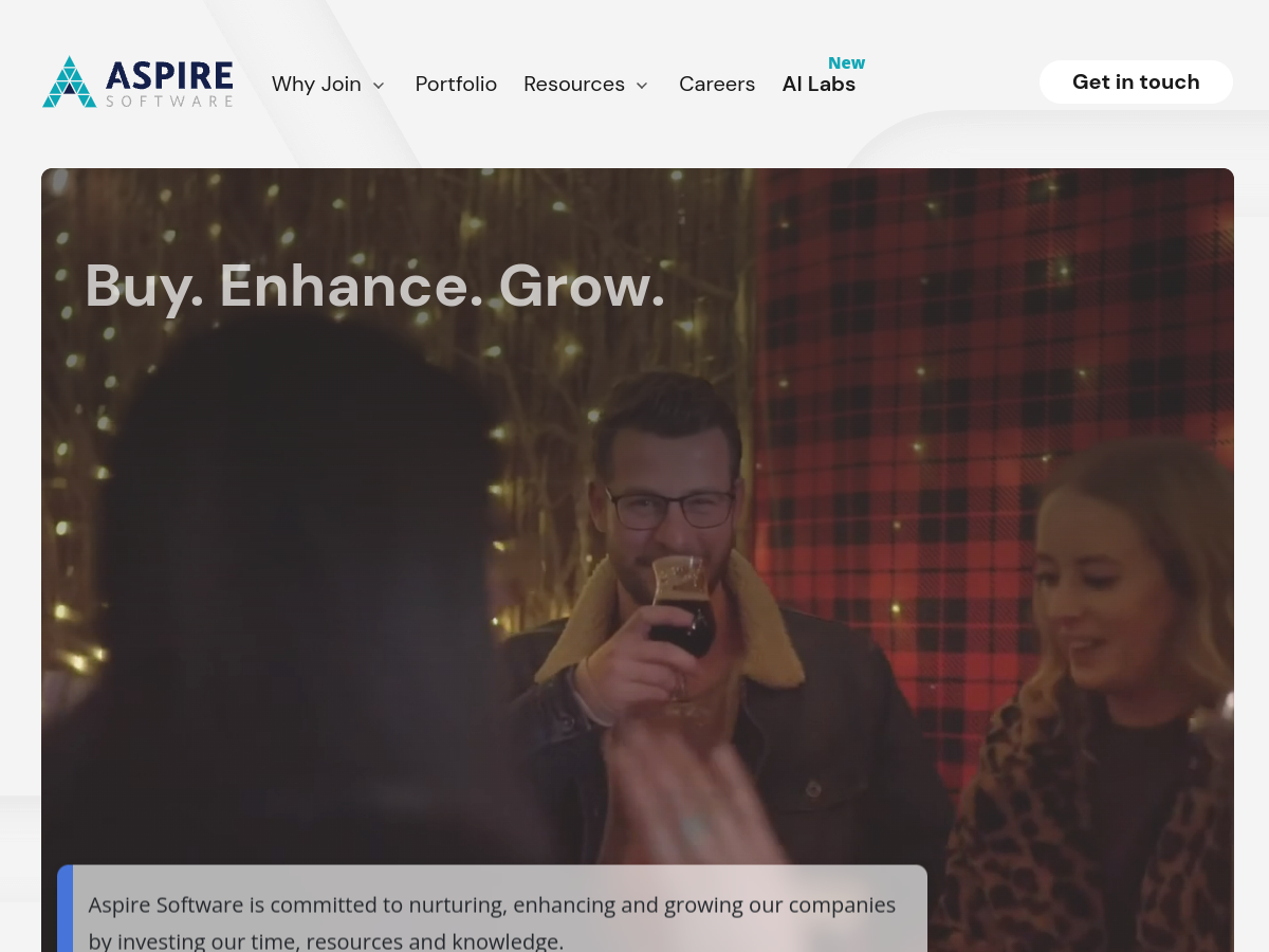 Aspire Software homepage screenshot