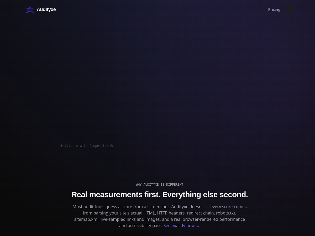 Screenshot of audityxe.vercel.app