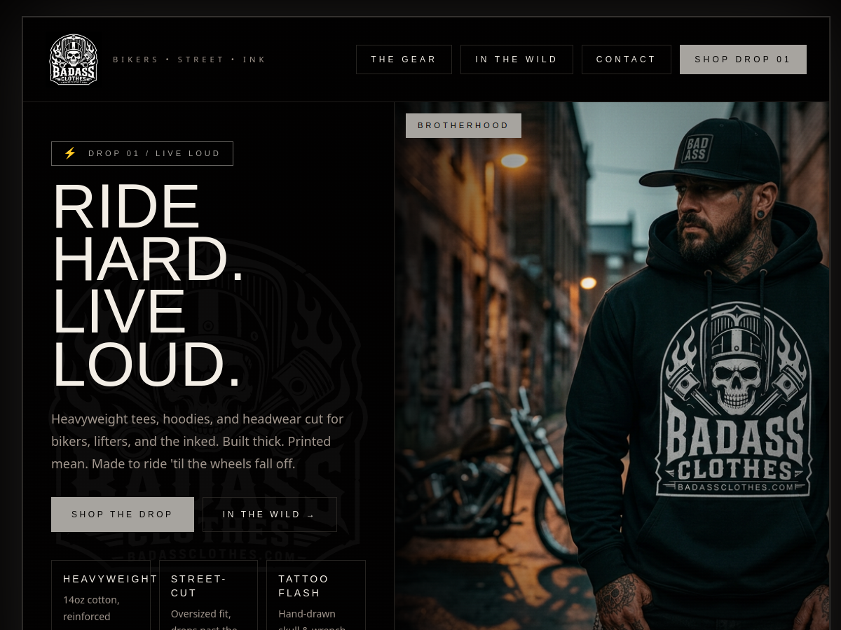 Badass Clothes website screenshot