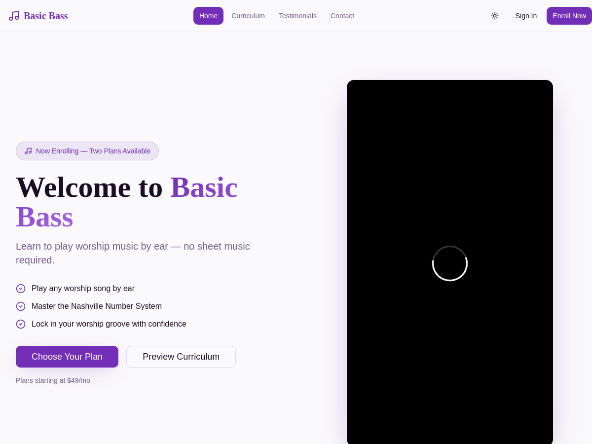 Basic Bass Music School website preview