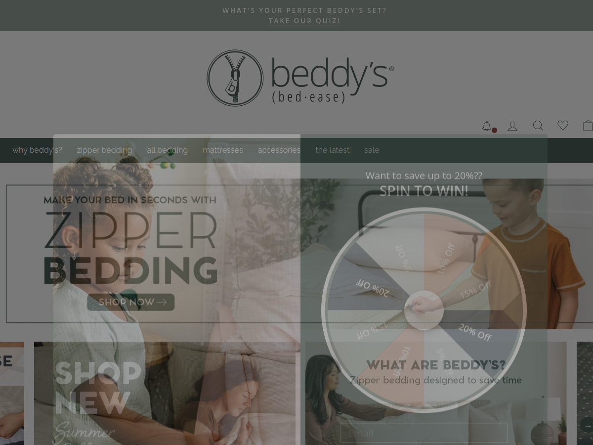 Beddy's Shopify store preview