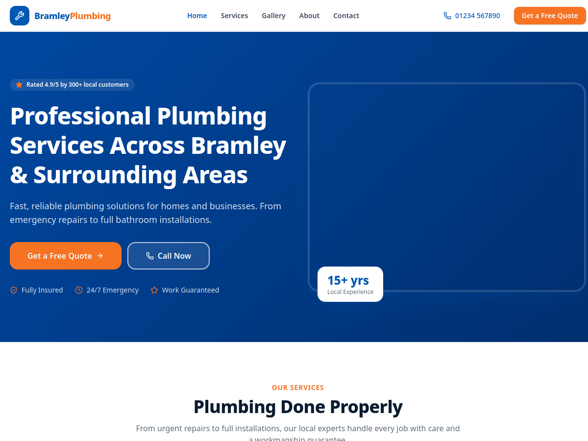 Bramley Plumbing website preview