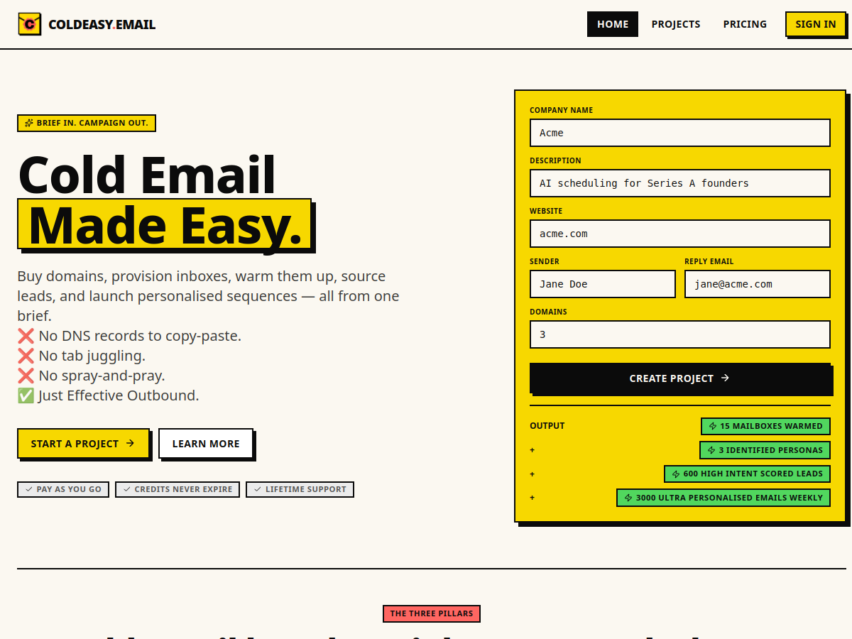 ColdEasy website screenshot