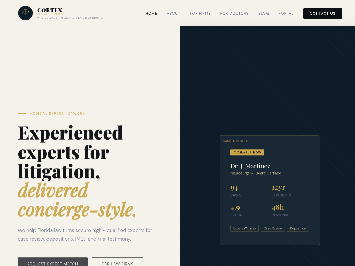 Cortex Legal Experts website built by Rosada Builds