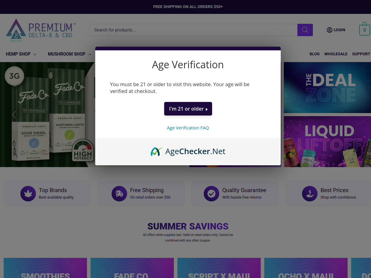 Screenshot of delta8resellers.com